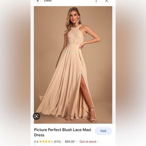 lulus blush bridesmaid gown size M